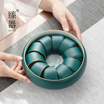 Zhenji tea wash large extra large Japanese coarse pottery tea slag tank Cup wash household simple pen wash water Tea ceremony spare parts