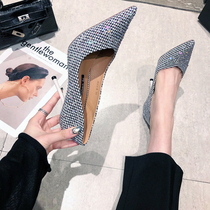 High heels womens stiletto heel 2021 spring new net red French rhinestone crystal shoes versatile sexy pointed toe womens singles shoes