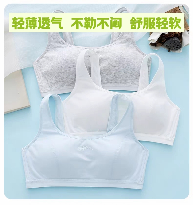 Yilanfen Girls' Underwear, High School, No Underwire, Large Size, Big Bust, Push-Up, Anti-Sagging, Outward Expansion Prevention, Full Cup Bra, Three-Section