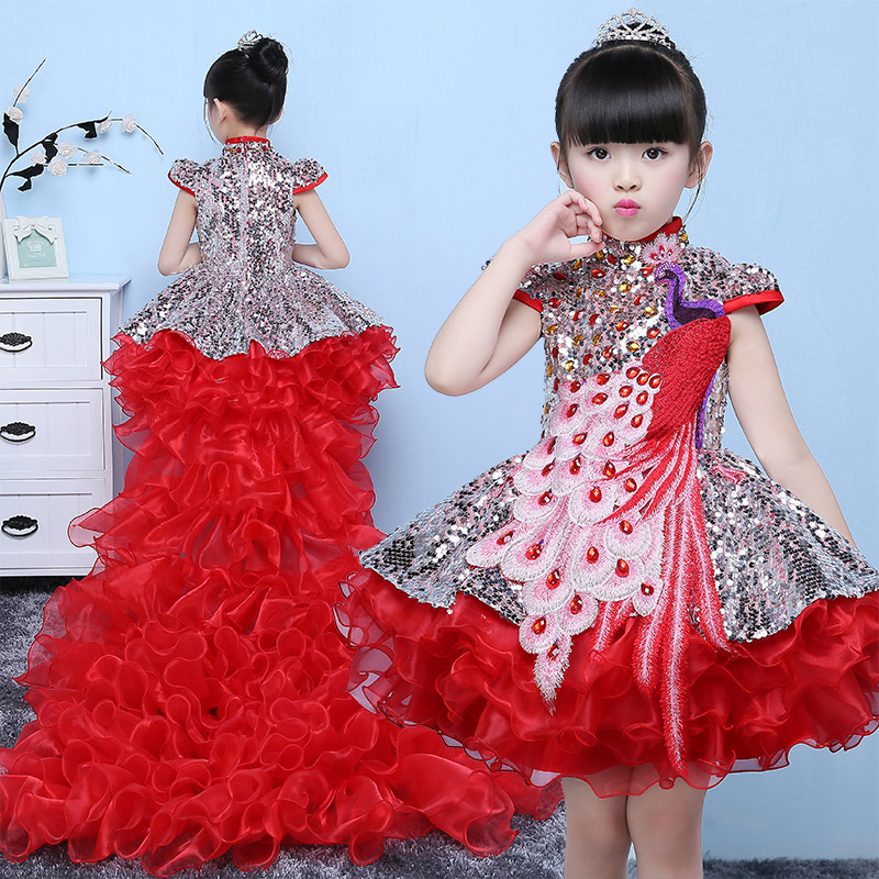 Cô gái người mẫu Catwalk trình diễn trang phục Cô gái váy công chúa Trẻ em chủ nhà Trailer Puffs Trang phục buổi tối - Váy trẻ em bộ vest bé trai đi tiệc