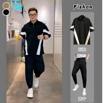 (Set) Cold Moon clothing summer color combination large size fat hooded T-shirt loose versatile handsome casual 5-point sleeve