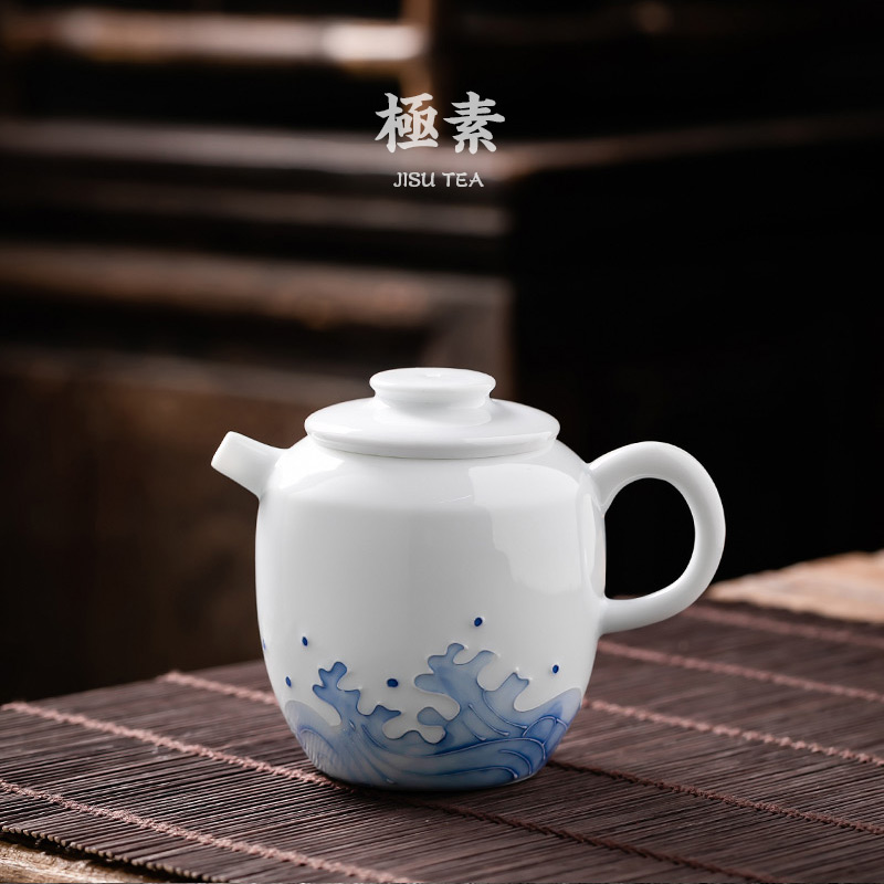 Pole element | kung fu teapot household ceramics single pot pot of tea set in hand pot of towing dry mercifully all the plates