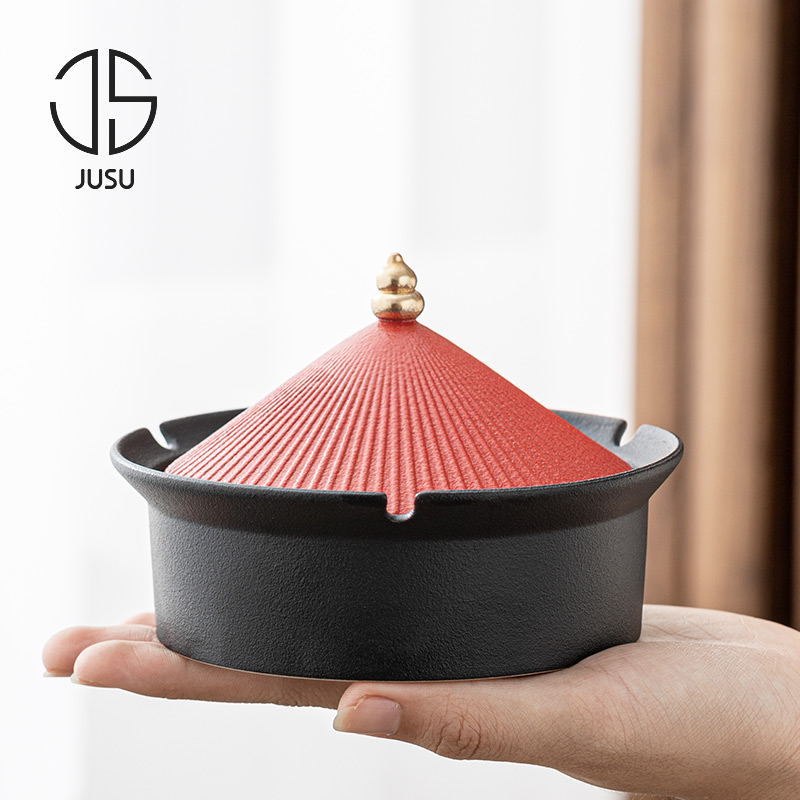 Ceramics Smoking Ash Trays Creativity Personality Trends Ins Wind Home Living Room With Lid Anti-Fly Ash Smoke Taste Office Pendulum