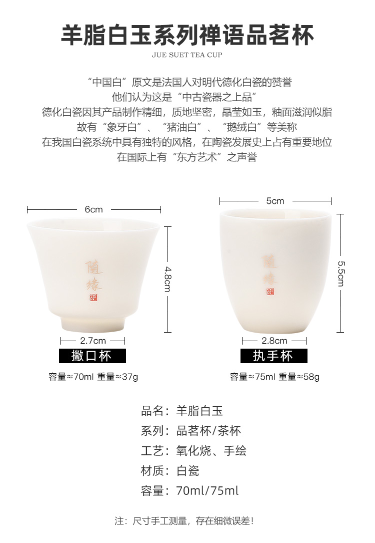 Pole element | white porcelain ceramic sample tea cup ChanYu cup thin body paint word small kung fu masters cup custom cups