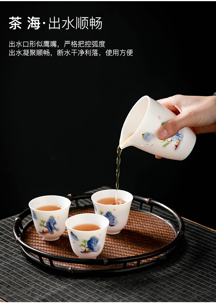 Pole element | landscape kung fu tea set suits for Chinese ceramic tea tureen teapot teacup set to difference gifts