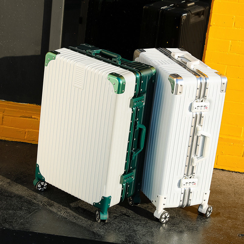 Aluminum frame luggage universal wheel women's and men's new trolley case password travel leather case net red ins new 20 inch