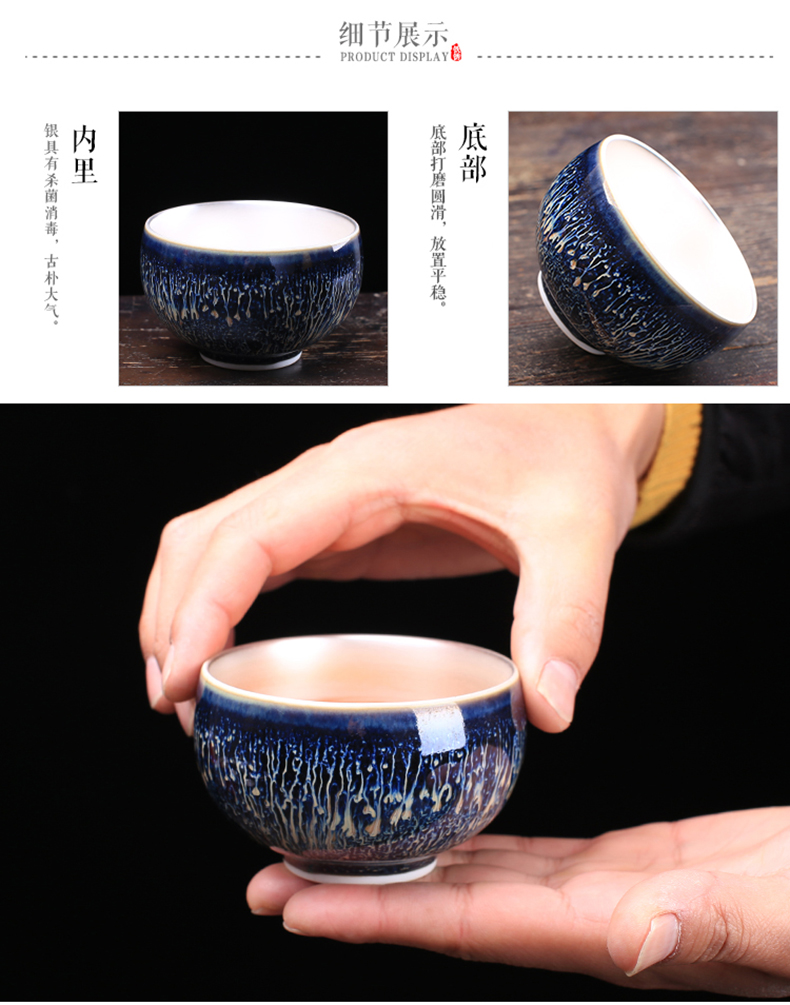 Ceramic up silver cup silver cup 999 kung fu tea masters cup manually bladder tea tasted silver gilding, bowl