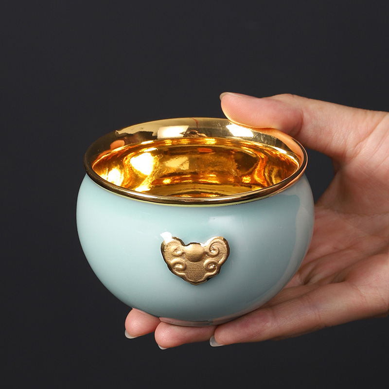 Celadon gold cup kung fu tea cups jinzhan master cup single cup "women men high - grade to use sample tea cup