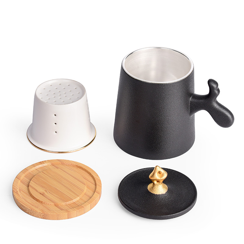 Northern wind ceramic separation office 999 sterling silver cup men 's and women' s silver cup tea tea custom filtering cup