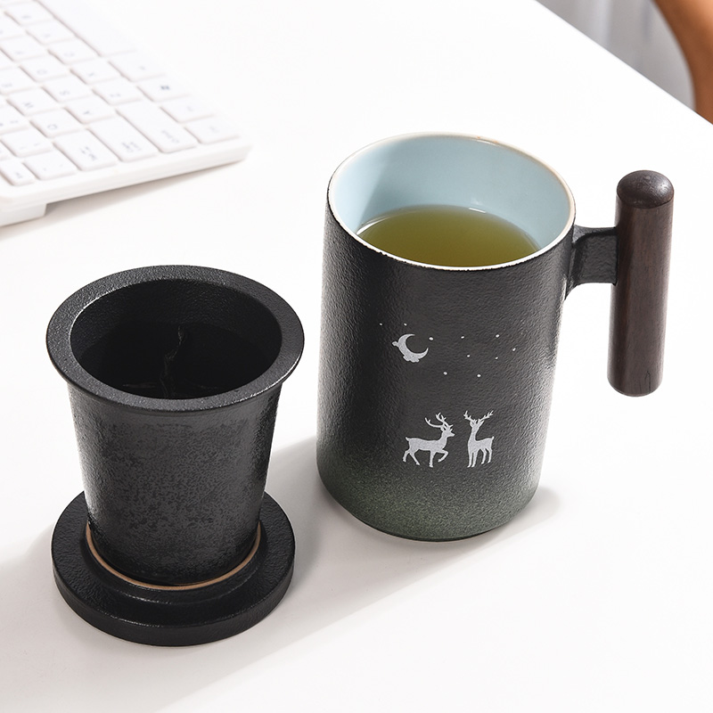 The Custom glass ceramic keller cup silver cup 999 sterling silver personal office separation with cover the tea cups