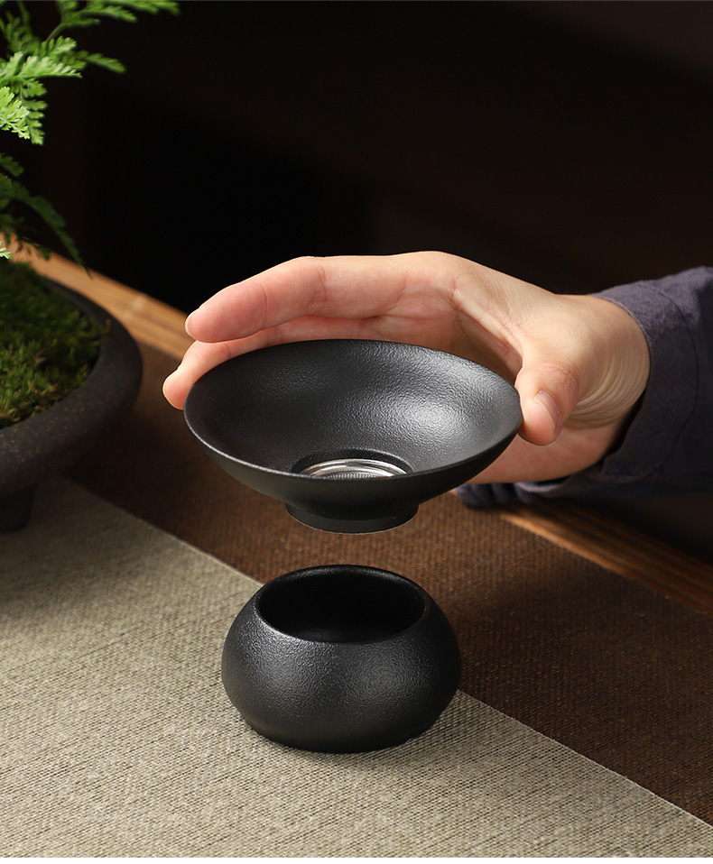 Light the key-2 luxury of I and contracted kung fu tea set domestic high - grade black pottery frosted cup teapot. A high - end gifts