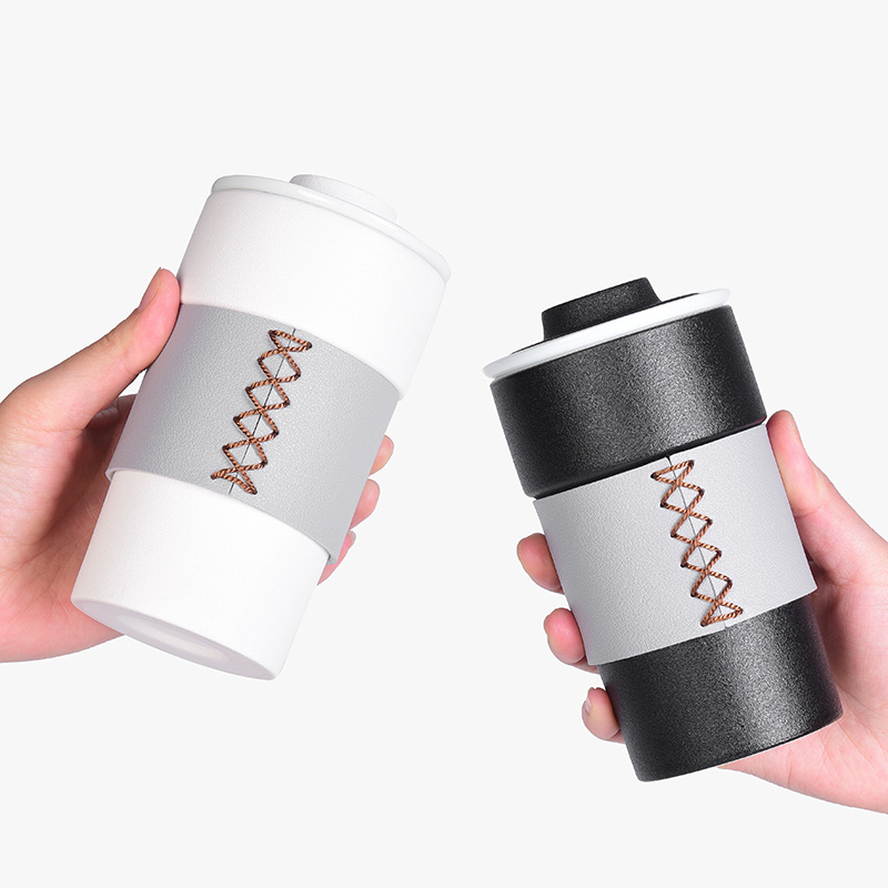 Contracted ceramic cup with a cup of portable anti silver pressed tea cups with cover glass office filter cup