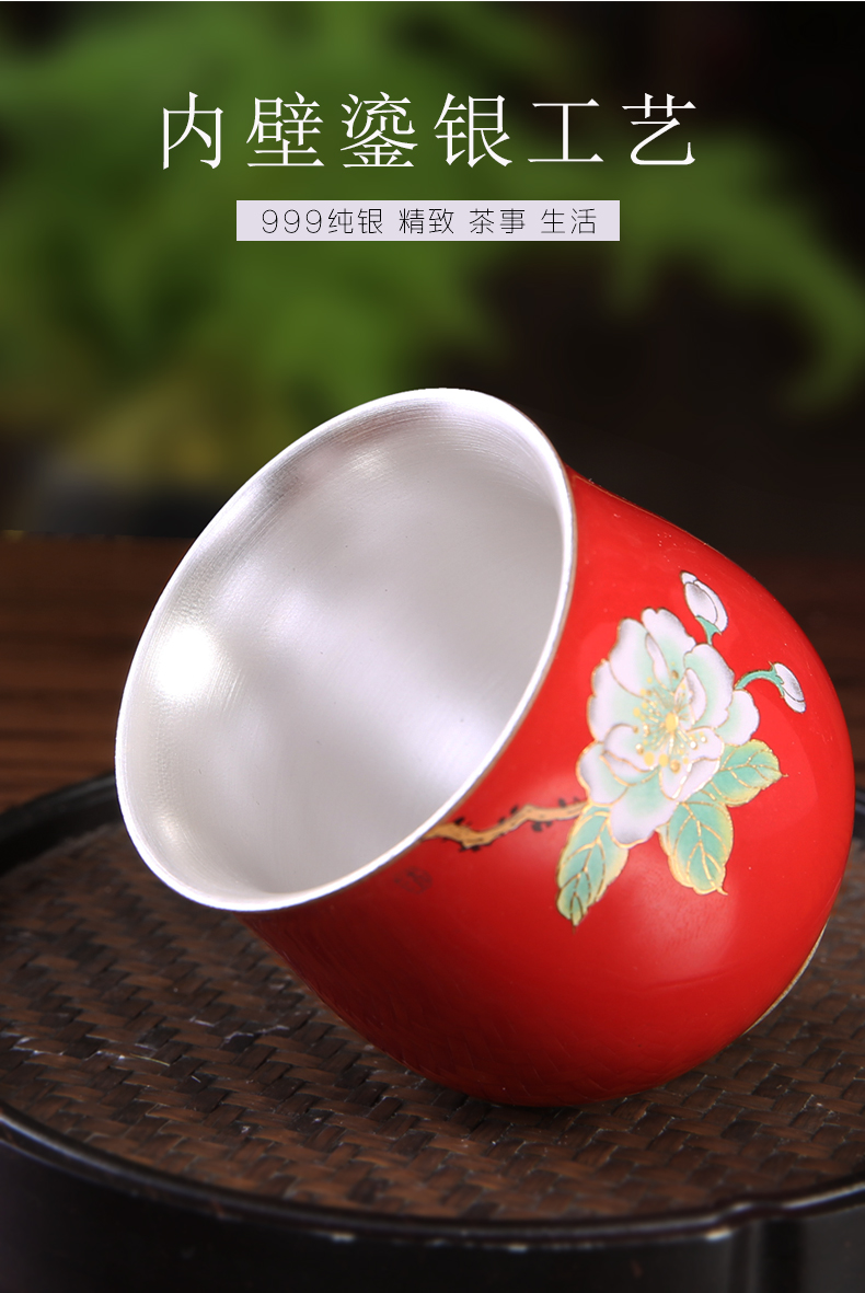 Jingdezhen silver cup silver kung fu tea tea master cup single cup large sample tea cup tea cup customization