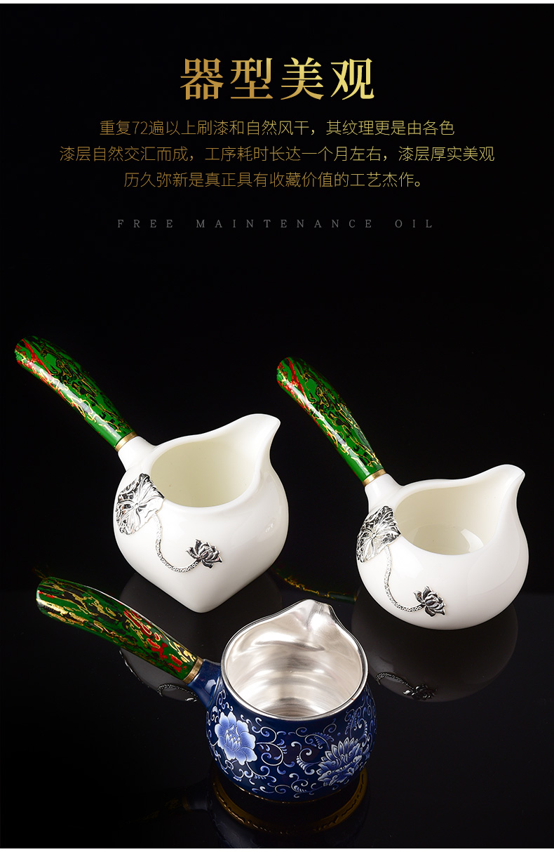 White porcelain suet jade tea ware ceramic fair silver cup tea set points) one side the fair keller cup Japanese