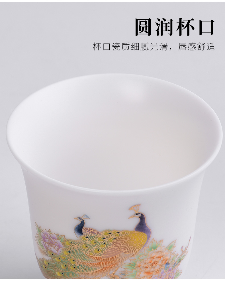 Dehua white porcelain teacup suet jade porcelain tea light cup kung fu masters cup but small cup single colored enamel sample tea cup