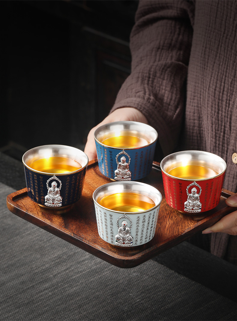 Creative ceramic coppering. As silver tea cups, heart sutra CPU master cup single CPU male ladies sample tea cup set kung fu tea bowls