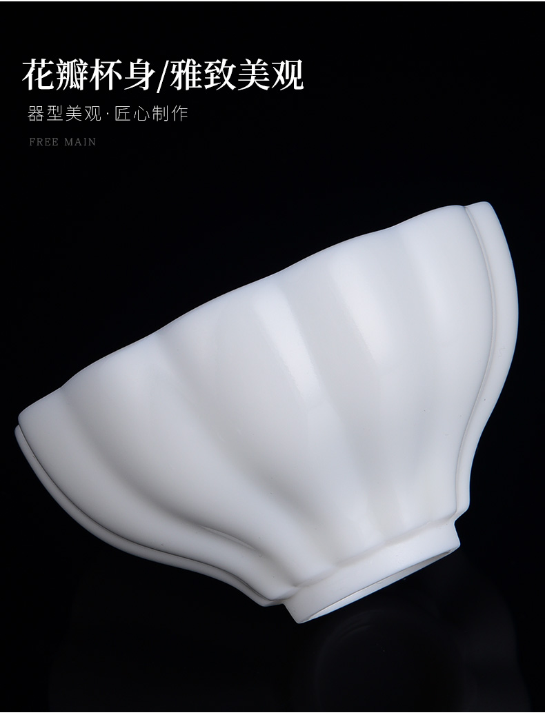 Small cup silver cup single dehua white porcelain suet jade sample tea cup kongfu master cup single cup silver cup