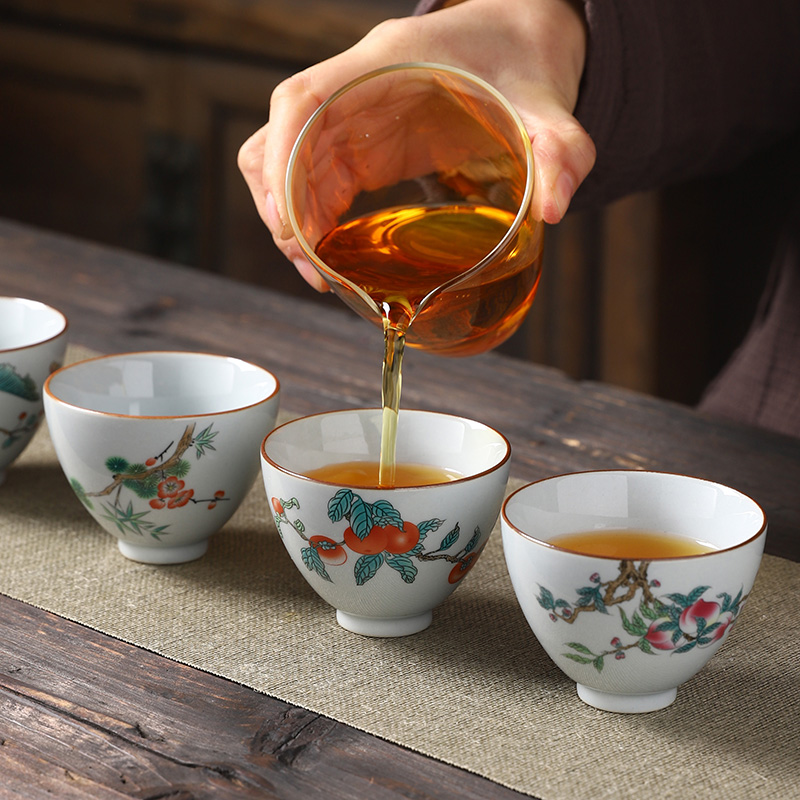 Persimmon Persimmon ruyi tea set ceramic masters cup single cup participants in high - grade up man noggin single sample tea cup kung fu