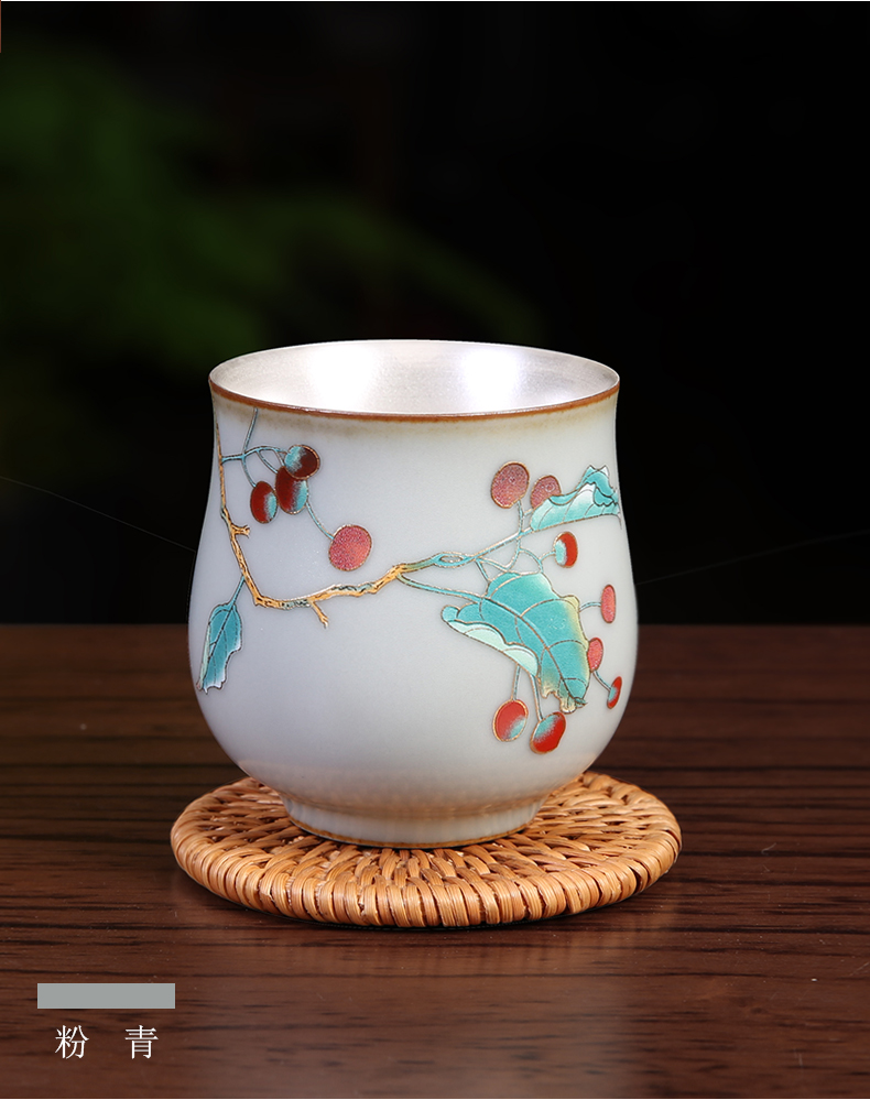 Jingdezhen kung fu tea cups enamel - lined coppering. As silver cup silver 999 master cup pure manual single cup sample tea cup