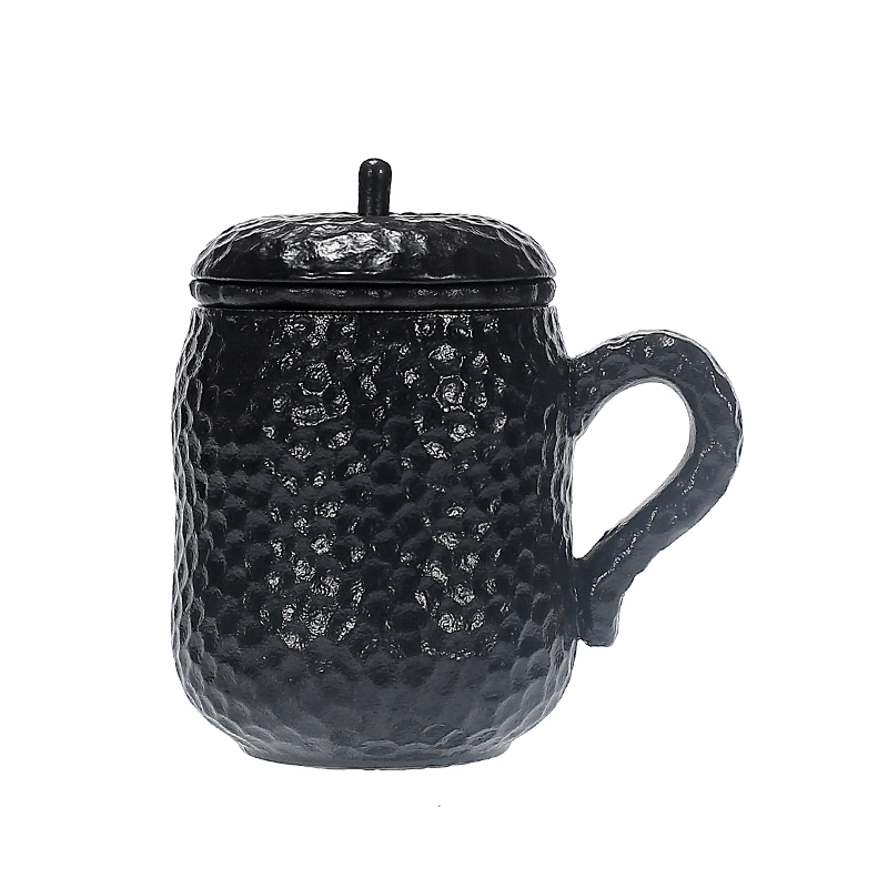 Creative glass ceramic separation silver cup 999 sterling silver tea cup office cup with cover individual cup contracted