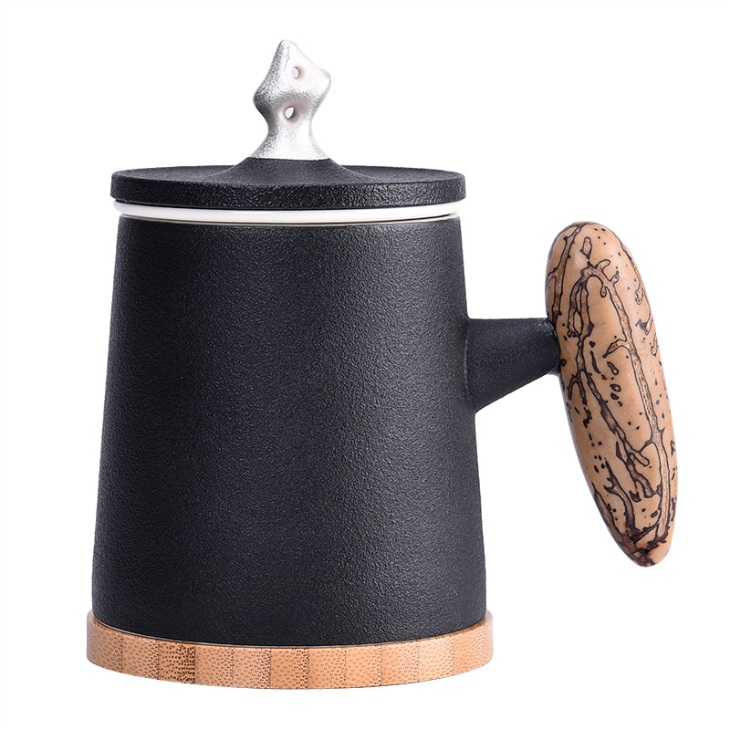 Ceramic glass mugs with cover silver cup 999 sterling silver office filtration separation of tea cup tea cup