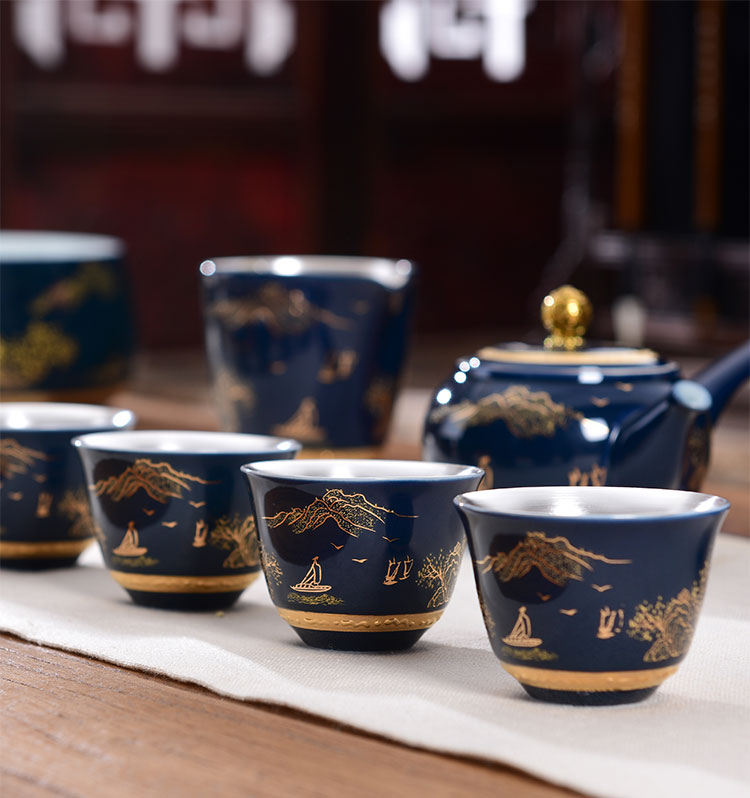 Jingdezhen tea set porcelain enamel silver cup 999 pure silver, manual kongfu master cup sample tea cup