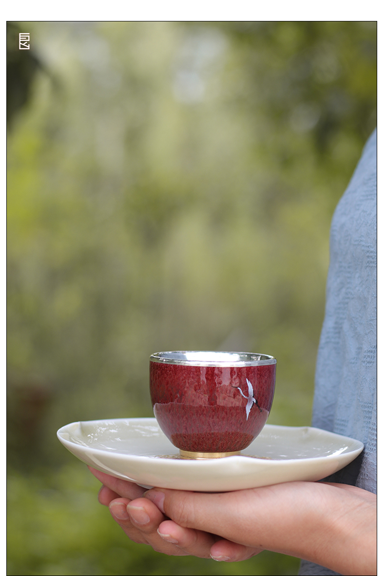 Japanese ceramics silvering copper bottom kung fu tea cups master cup single CPU female male high - end personal special sample tea cup