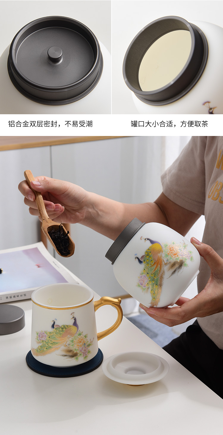 Dehua white porcelain ipads porcelain ceramic cups with cover suet jade cup men 's and women' s high - end office tea cup filter cup