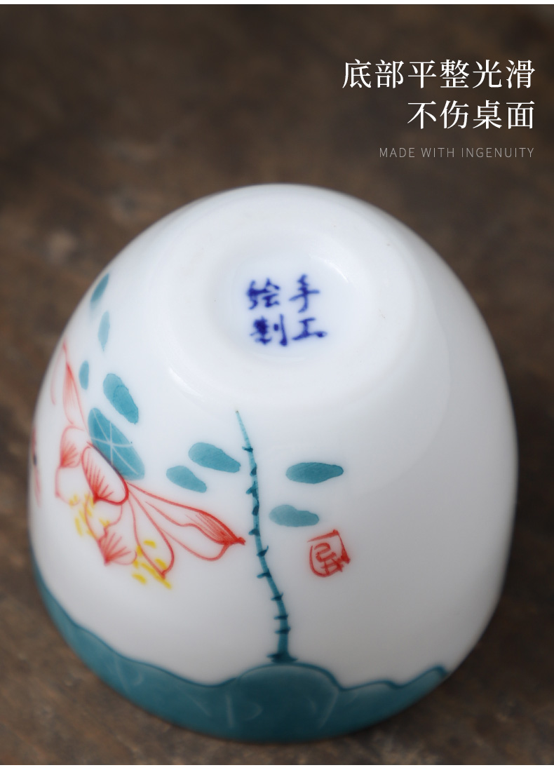 Jingdezhen hand - made ceramic sample tea cup silver cup suit kunfu tea a master cup single CPU getting small cup only