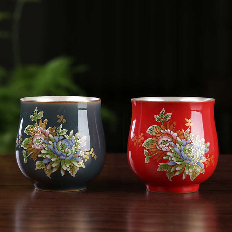 Jingdezhen tea set silver enamel glass ceramic cups coppering. As 999 sterling silver, silver kung fu master cup single cup size