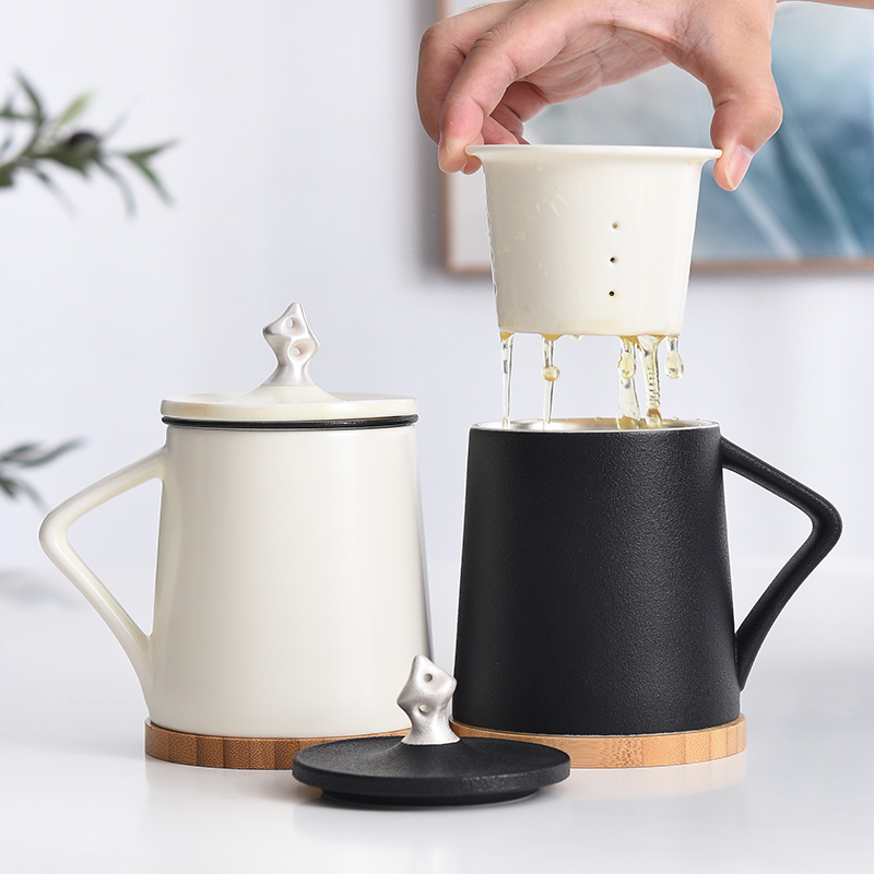 Ceramic glass mugs with cover silver cup 999 sterling silver office filtration separation of tea cup tea cup