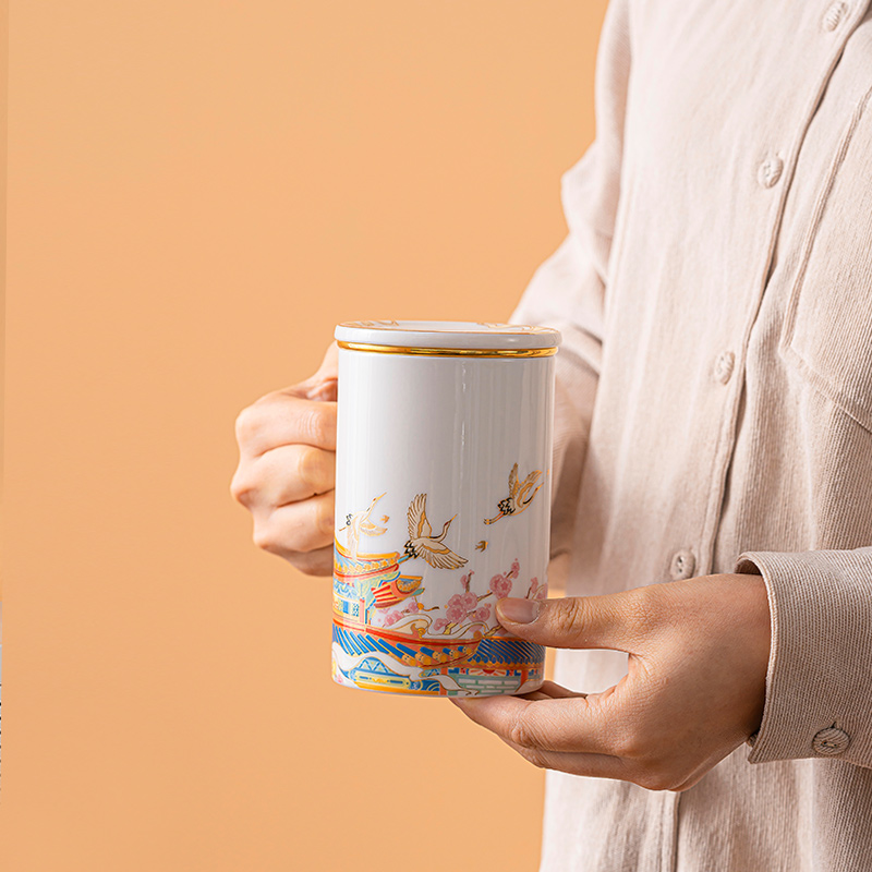 Office of pottery and porcelain cup with the mark cup of creative move trend girl heart cup cup with cover the tea cups separation