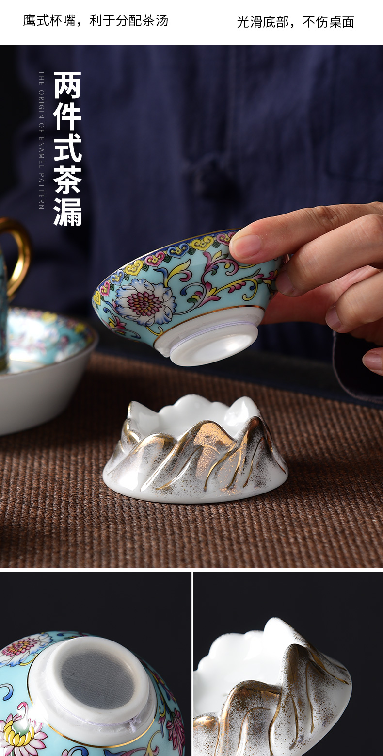 Jingdezhen colored enamel silver tea set with high - end office receives a visitor coppering. As kung fu tea set 999 sterling silver set