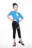 Детская гимнастическая спортивная одежда, ремень, танцующие штаны, комплект, короткий рукав, в обтяжку