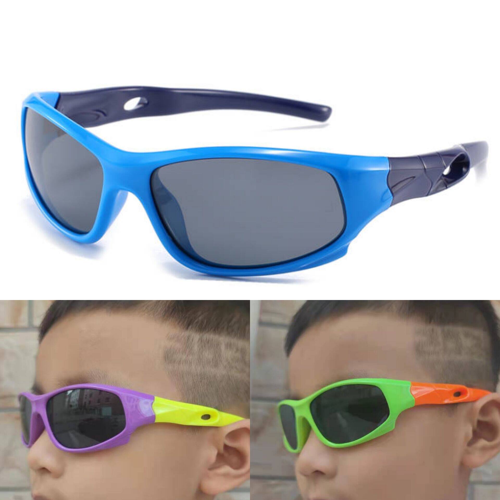 Children's sunglasses boy polarized sunglasses big girl resistant to UV glasses Soft silicone 3-12 years old cyclist