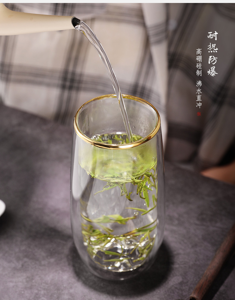 Bo yao big snow mountain cups of green tea a cup of hot tea cup double deck glass cup master cup cup