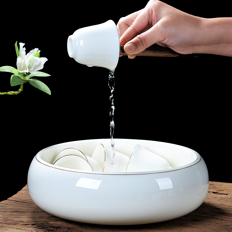 Bo yiu-chee white porcelain kung fu tea set contracted household ceramic tureen tea cup logo gifts custom office