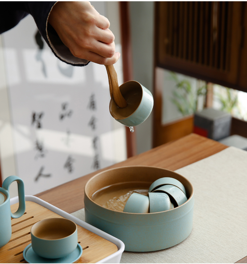 Bo yiu-chee Japanese coarse pottery contracted kung fu tea set of household ceramic teapot teacup bamboo dry mercifully consolidation