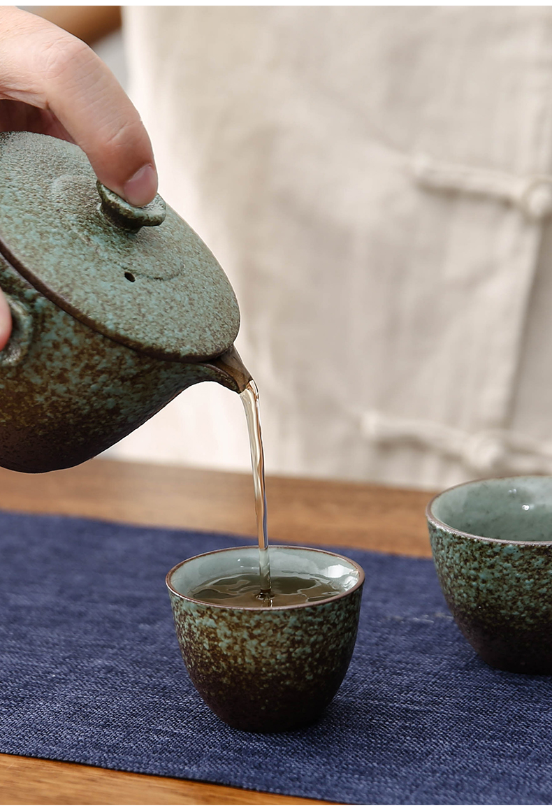 Bo yiu-chee contracted home office little kung fu tea set coarse pottery Japanese crack cup a pot of two single tea set