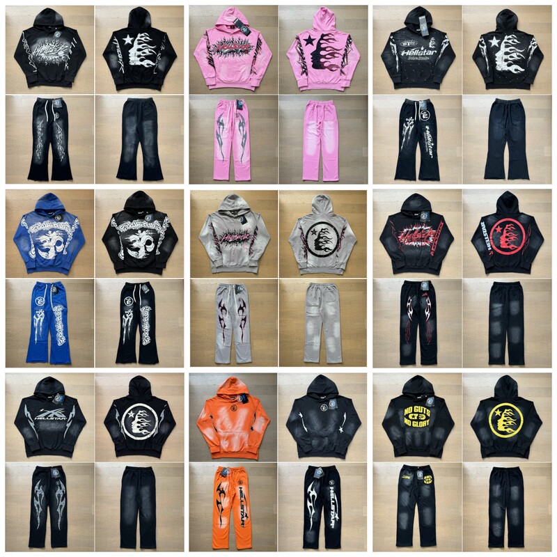 American Trendy Hell Star ins Same Style Retro Mud-Print Washed Vintage Set High Street Casual Sweatshirt Hoodie Pants