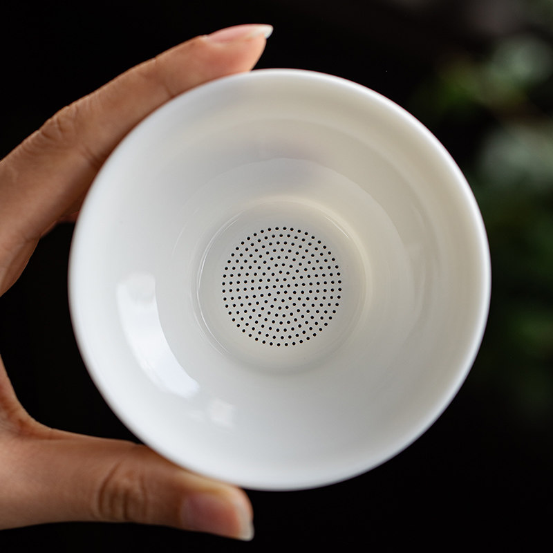 Ceramic tea leaker all porcelain integrated tea leakage net bubble tea filter screen creative tea isolation tea filter tea set accessories