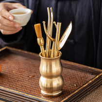 Pure Copper Six Gentleman Suit Home Brass 6 Gentleman Kung Fu Tea Art Accessories Tea Art Accessories Tea Clip Tea Spoon Tea Knife