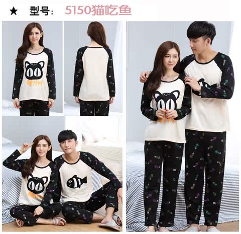 Cặp đôi đồ ngủ nữ mùa thu và mùa đông cotton ngọt ngào dài tay dày Hàn Quốc sinh viên phục vụ tại nhà bình thường nam phù hợp với mùa xuân và mùa thu kiểu đồ bộ đẹp