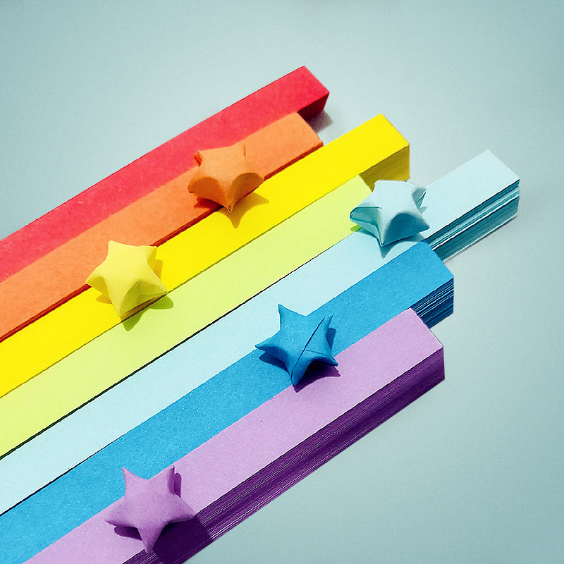 May the star folding paper strips can write a pentagram finished material handmade paper color student to make diy ideas