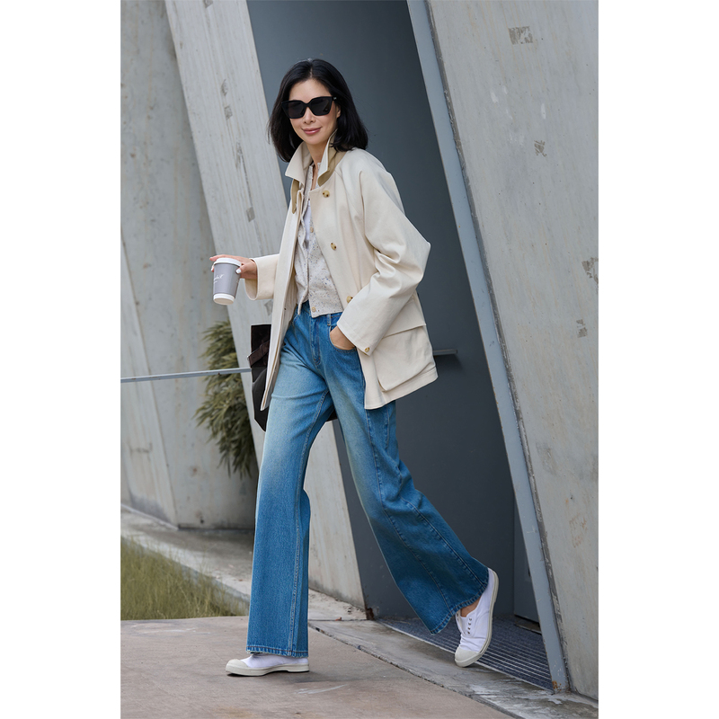 Amandax's "East London Street Style" Series Imported 100% Cotton Turkish Denim Straight-Leg Jeans