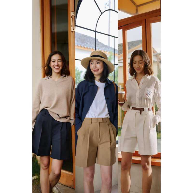 Amandax “Childlike Reappearance” Series 100% Cotton Silhouette Short Jacket/Straight Shorts