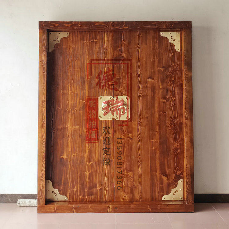 Solid wood gate Minjuku gate entrance door Double Kaiguan Four-in-house Villa Ancient Residence Road View Temple Gate Retro Courtyard Door