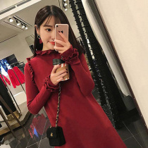  SANDRO MOSCOLONI 2021 SPRING and AUTUMN small fragrance KNITTED DRESS RUFFLE SOCIALITE thickened bottoming skirt