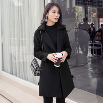  Sandro Moscoloni Hepburn woolen coat Womens medium-length slim-fit thin black woolen coat