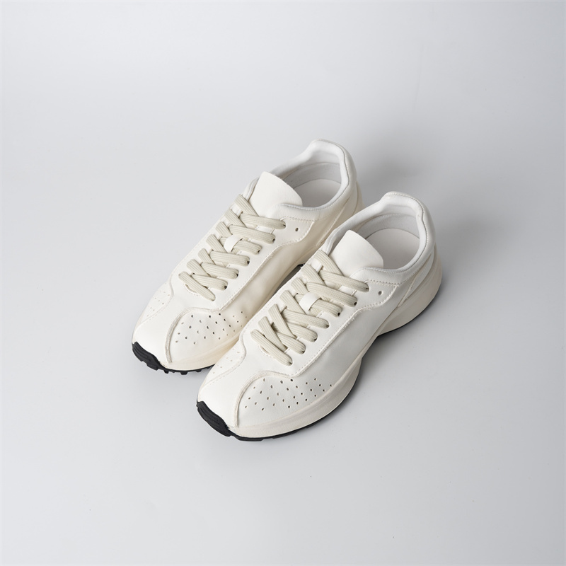 【Sijie Kiki】Thick-Soled Height-Increasing German Training Shoes, Casual Dad Shoes, Lace-Up Sneakers, White Shoes H03053